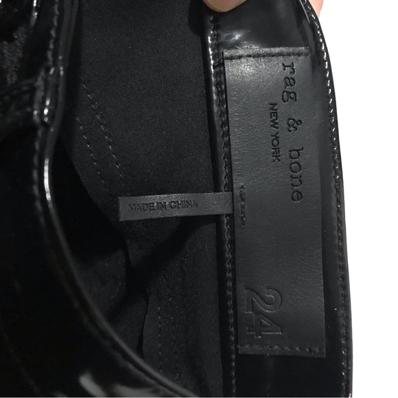 Rag and Bone Pants Super High Ankle Skinny Vinyl Black Patent 24 NWT - Picture 8 of 11